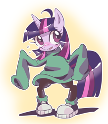 Size: 696x800 | Tagged: safe, artist:k-nattoh, character:twilight sparkle, clothing, codename kids next door, converse, female, numbuh 3, shoes, sneakers, solo, sweater