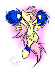 Size: 968x1252 | Tagged: safe, artist:kejifox, character:fluttershy, 30 minute art challenge, alternate hairstyle, cheerleader, female, pom pom, solo
