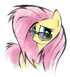 Size: 741x813 | Tagged: safe, artist:kejifox, character:fluttershy, female, glasses, solo