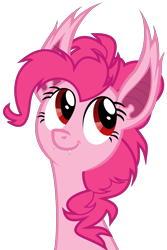 Size: 4000x6000 | Tagged: safe, artist:magister39, character:pinkie pie, species:bat pony, species:pony, absurd resolution, bat ponified, fangs, female, happy, oh you, pinkiebat, race swap, simple background, smiling, solo, transparent background, vector