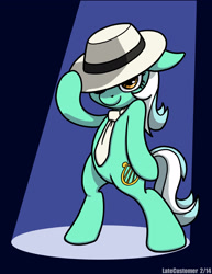 Size: 1276x1650 | Tagged: safe, artist:latecustomer, character:lyra heartstrings, species:pony, bipedal, clothing, fedora, female, hat, michael jackson, necktie, solo