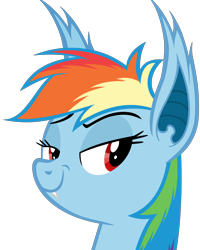Size: 4800x6000 | Tagged: safe, artist:magister39, character:rainbow dash, species:bat pony, species:pony, absurd resolution, bat ponified, bust, ear tufts, female, mare, portrait, race swap, rainbowbat, simple background, solo, transparent background