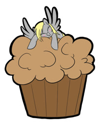 Size: 419x494 | Tagged: safe, artist:bunnimation, character:derpy hooves, species:pegasus, species:pony, female, giant muffin, mare, muffin, solo