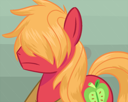 Size: 1000x801 | Tagged: safe, artist:tex, character:big mcintosh, species:earth pony, species:pony, alternate hairstyle, bangs, frown, hair over eyes, hidden eyes, long mane, male, manly, solo, stallion