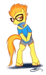 Size: 413x671 | Tagged: safe, artist:bunnimation, character:spitfire, species:pony, bipedal, clothing, glasses, hipster