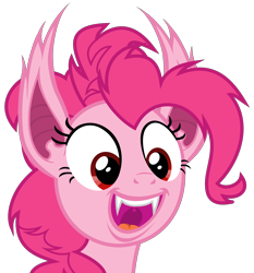 Size: 5600x6000 | Tagged: safe, artist:magister39, character:pinkie pie, species:bat pony, species:pony, episode:bats!, g4, my little pony: friendship is magic, absurd resolution, bat ponified, fangs, female, pinkiebat, race swap, simple background, solo, transparent background, vampire, vector