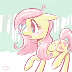 Size: 1200x1200 | Tagged: safe, artist:rwl, character:fluttershy, butterfly, female, solo