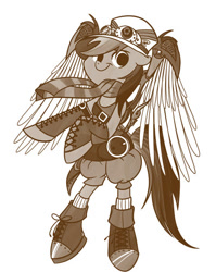 Size: 400x503 | Tagged: safe, artist:bunnimation, character:daring do, species:pony, bipedal, clothing, female, scarf, solo, steampunk