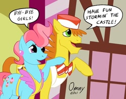 Size: 600x473 | Tagged: safe, artist:omny87, character:carrot cake, character:cup cake, species:earth pony, species:pony, ship:carrot cup, female, have fun storming the castle, male, mare, movie reference, shipping, stallion, straight, the princess bride