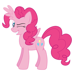 Size: 6000x6000 | Tagged: safe, artist:waveywaves, character:pinkie pie, species:alicorn, species:pony, absurd resolution, alicron, female, misplaced horns, misplaced wing, pinkiecorn, race swap, solo, wat, what has science done, xk-class end-of-the-world scenario