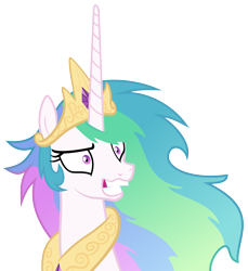 Size: 5500x6000 | Tagged: safe, artist:magister39, character:princess celestia, species:pony, absurd resolution, female, grin, insanity, mare, messy mane, simple background, smiling, snaplestia, solo, transparent background, vector, wide eyes