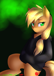 Size: 2000x2811 | Tagged: safe, artist:spittfireart, character:applejack, clothing, female, high res, hoodie, solo