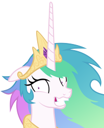 Size: 4900x6000 | Tagged: safe, artist:magister39, character:princess celestia, species:pony, absurd resolution, female, floppy ears, grin, insanity, looking at you, mare, rapeface, simple background, snaplestia, solo, transparent background, vector, wide eyes