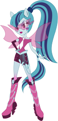 Size: 3642x7551 | Tagged: safe, artist:sugar-loop, character:sonata dusk, equestria girls:rainbow rocks, g4, my little pony: equestria girls, my little pony:equestria girls, .ai available, box art, female, fin wings, lipstick, makeup, multicolored hair, necktie, pony ears, ponytail, simple background, solo, sunglasses, transparent background, vector, wings