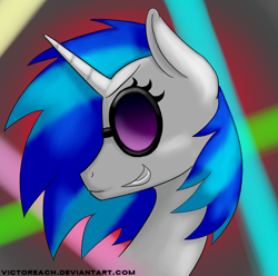 Size: 3723x3689 | Tagged: safe, artist:victoreach, character:dj pon-3, character:vinyl scratch, female, head, portrait, smiling, solo