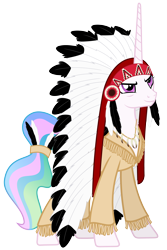 Size: 4000x6000 | Tagged: safe, artist:magister39, character:princess celestia, species:pony, clothing, female, glare, headdress, mare, native american, simple background, smirk, solo, transparent background, vector