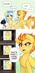 Size: 1000x2100 | Tagged: safe, artist:spittfireart, character:shutterfly, character:spitfire, species:pegasus, species:pony, ask spitfire, background pony, female, mare, stupid sexy spitfire, style emulation, tumblr