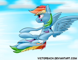 Size: 4280x3284 | Tagged: safe, artist:victoreach, character:rainbow dash, female, flying, smiling, solo