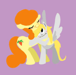 Size: 334x328 | Tagged: safe, artist:bunnimation, character:carrot top, character:derpy hooves, character:golden harvest, species:pegasus, species:pony, blushing, female, hug, mare