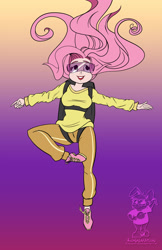 Size: 1320x2040 | Tagged: safe, artist:bunnimation, character:fluttershy, species:human, air ponyville, falling, female, humanized, parachute, skydiving, solo