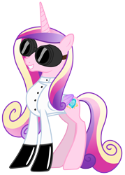 Size: 4300x6000 | Tagged: safe, artist:magister39, character:princess cadance, absurd resolution, adorkable, clothing, cute, cutedance, dork, female, goggles, grin, lab coat, mad scientist, scientist, simple background, smiling, solo, transparent background, vector