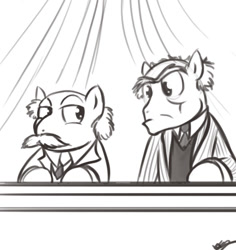 Size: 638x677 | Tagged: safe, artist:bunnimation, species:pony, duo, grayscale, monochrome, ponified, statler, statler and waldorf, the muppets, waldorf