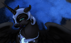 Size: 1136x697 | Tagged: safe, artist:colorlesscupcake, character:nightmare moon, character:princess luna, female, kitchen eyes, licking lips, solo, stupid sexy nightmare moon, tongue out