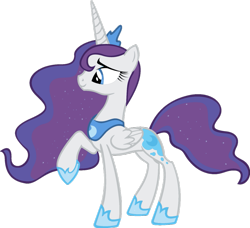 Size: 937x853 | Tagged: safe, artist:blah23z, character:princess luna, character:rarity, species:alicorn, species:pony, alicornified, clothing, female, lunarity, race swap, raised hoof, raricorn, recolor, simple background, solo