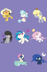 Size: 400x618 | Tagged: safe, artist:bunnimation, character:bon bon, character:coco pommel, character:daring do, character:derpy hooves, character:dj pon-3, character:lyra heartstrings, character:octavia melody, character:princess celestia, character:princess luna, character:sweetie drops, character:vinyl scratch, species:earth pony, species:pegasus, species:pony, species:unicorn, adorabon, cewestia, cocobetes, cute, daring dorable, female, filly, foal, lyrabetes, mare, muffin, pink-mane celestia, tavibetes, vinylbetes, woona, younger