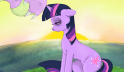 Size: 1065x616 | Tagged: safe, artist:colorlesscupcake, character:spike, character:twilight sparkle, crying, older, sad