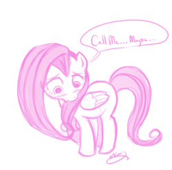 Size: 563x554 | Tagged: safe, artist:bunnimation, character:fluttershy, blushing, call me maybe, female, monochrome, sketch, solo