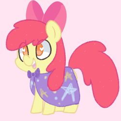 Size: 900x900 | Tagged: safe, artist:pegacornss, character:apple bloom, cape, clothing, female, simple background, solo, trixie's cape