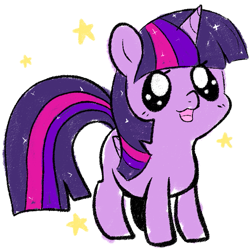Size: 775x775 | Tagged: safe, artist:pegacornss, character:twilight sparkle, character:twilight sparkle (alicorn), species:alicorn, species:pony, chibi, cute, female, mare, open mouth, simple background, solo, stars, twiabetes, white background