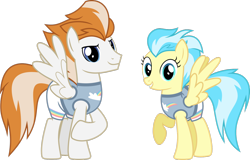 Size: 1600x1027 | Tagged: safe, artist:chainchomp2, character:fire streak, character:misty fly, species:pegasus, species:pony, episode:equestria games, g4, my little pony: friendship is magic, duo, female, looking at you, male, mare, simple background, stallion, transparent background, vector, wonderbolts