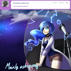 Size: 1280x1280 | Tagged: safe, artist:spittfireart, character:princess luna, species:human, ask, ask human luna, cute, female, humanized, lunabetes, solo, telescope, tumblr