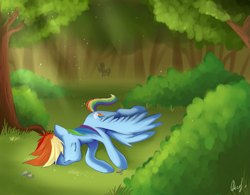 Size: 1195x930 | Tagged: safe, artist:lightning-stars, character:fluttershy, character:rainbow dash, g4, silhouette, sleeping, tree