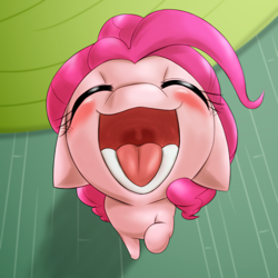 Size: 1000x1000 | Tagged: safe, artist:ushiro no kukan, character:pinkie pie, species:earth pony, species:pony, cute, diapinkes, female, mare, maw, mawshot, mouth, open mouth, solo, uvula