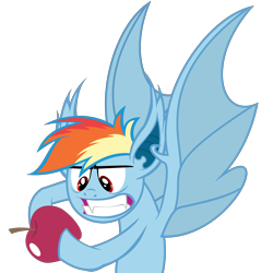 Size: 6000x6000 | Tagged: safe, artist:magister39, character:rainbow dash, species:bat pony, species:pony, episode:bats!, g4, my little pony: friendship is magic, absurd resolution, apple, bat ponified, female, race swap, rainbowbat, simple background, solo, transparent background, vector