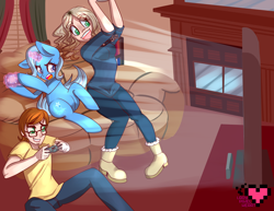 Size: 3850x2975 | Tagged: safe, artist:ladypixelheart, character:trixie, species:human, gaming