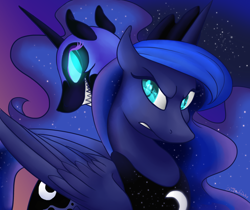Size: 2500x2100 | Tagged: safe, artist:silentwulv, character:nightmare moon, character:princess luna, duality, grin, gritted teeth