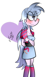 Size: 946x1500 | Tagged: safe, artist:befishproductions, oc, oc only, oc:artshine, my little pony:equestria girls, blushing, heart, signature, simple background, solo, transparent background