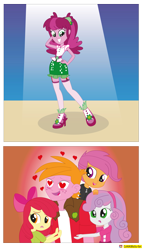 Size: 2369x4128 | Tagged: safe, artist:conikiblasu-fan, character:apple bloom, character:big mcintosh, character:cheerilee, character:scootaloo, character:sweetie belle, species:pegasus, species:pony, ship:cheerimac, episode:hearts and hooves day, episode:life is a runway, equestria girls:rainbow rocks, g4, my little pony: equestria girls, my little pony: friendship is magic, my little pony:equestria girls, comic, crush, cutie mark crusaders, female, heart eyes, male, shipping, straight, wingding eyes