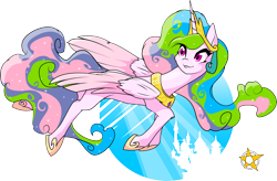 Size: 2911x1908 | Tagged: safe, artist:amberpendant, character:princess celestia, species:pony, canterlot, female, flying, mare, pinklestia, simple background, solo, transparent background