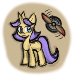 Size: 540x548 | Tagged: safe, artist:zutcha, oc, oc only, oc:whiplash (moriah), species:pony, species:unicorn, fanfic:the last pony on earth, cutie mark, female, hooves, horn, illustration, mare, ponies after people, propeller, solo