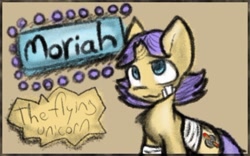 Size: 430x269 | Tagged: safe, artist:zutcha, oc, oc only, oc:whiplash (moriah), species:pony, species:unicorn, fanfic:the last pony on earth, bandage, broken horn, cutie mark, female, horn, illustration, mare, ponies after people, solo, text