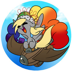 Size: 400x402 | Tagged: safe, artist:bunnimation, character:derpy hooves, species:pegasus, species:pony, episode:slice of life, g4, my little pony: friendship is magic, button, female, mare, muffin 1, plane, solo