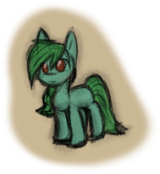 Size: 496x539 | Tagged: safe, artist:zutcha, oc, oc only, oc:lonely day, species:earth pony, species:pony, fanfic:the last pony on earth, blank flank, female, hooves, illustration, mare, ponies after people, solo