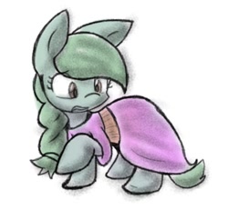 Size: 540x499 | Tagged: safe, artist:zutcha, oc, oc only, oc:lonely day, species:earth pony, species:pony, fanfic:the last pony on earth, clothing, dress, female, hooves, mare, open mouth, ponies after people, raised hoof, simple background, solo, white background