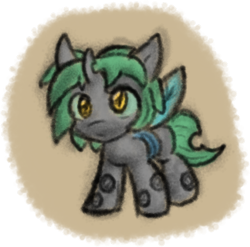 Size: 420x415 | Tagged: safe, artist:zutcha, oc, oc only, oc:blacklight, species:changeling, fanfic:founders of alexandria, fanfic:the last pony on earth, changeling oc, changeling queen, changeling queen oc, cute, fanfic, fanfic art, female, filly, hooves, horn, illustration, ponies after people, solo, wings