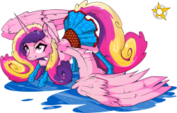 Size: 2928x1869 | Tagged: safe, artist:amberpendant, character:princess cadance, clothing, ear fluff, female, simple background, skirt, socks, solo, spread wings, transparent background, wings